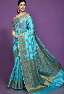 Banarasi Pure Silk Saree in Light Blue