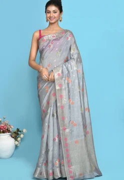 Banarasi Pure Silk Saree in Grey