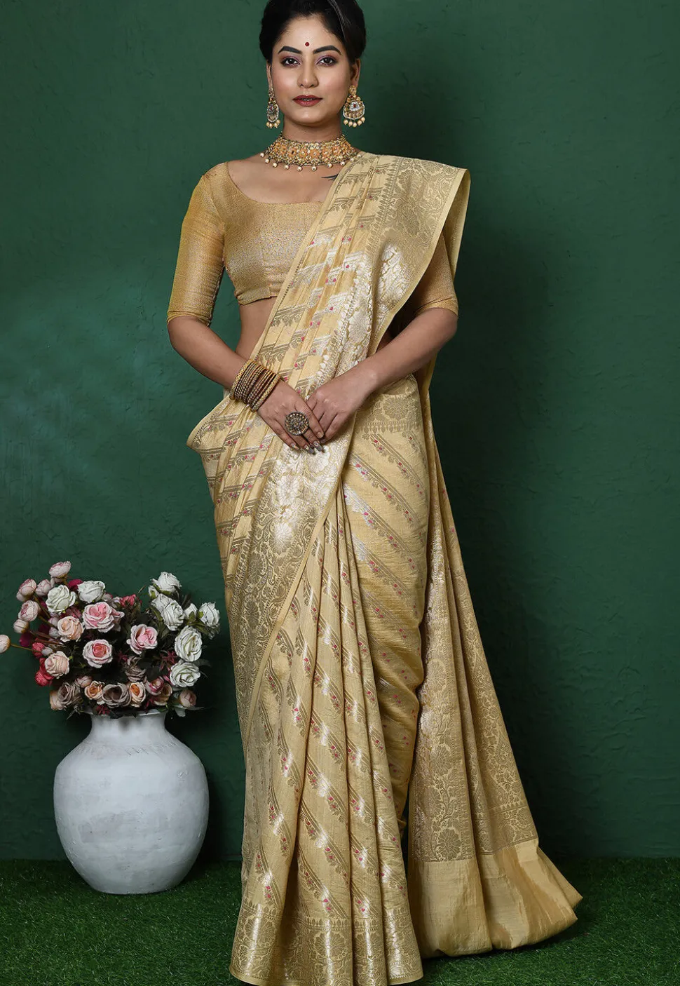 Banarasi Pure Silk Saree in Beige