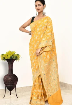 Banarasi Pure Silk Saree in Yellow