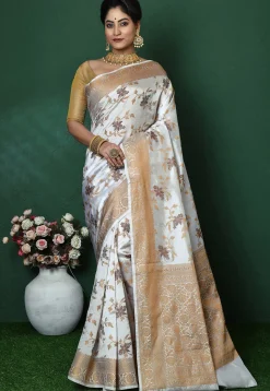 Banarasi Pure Silk Saree in Off White