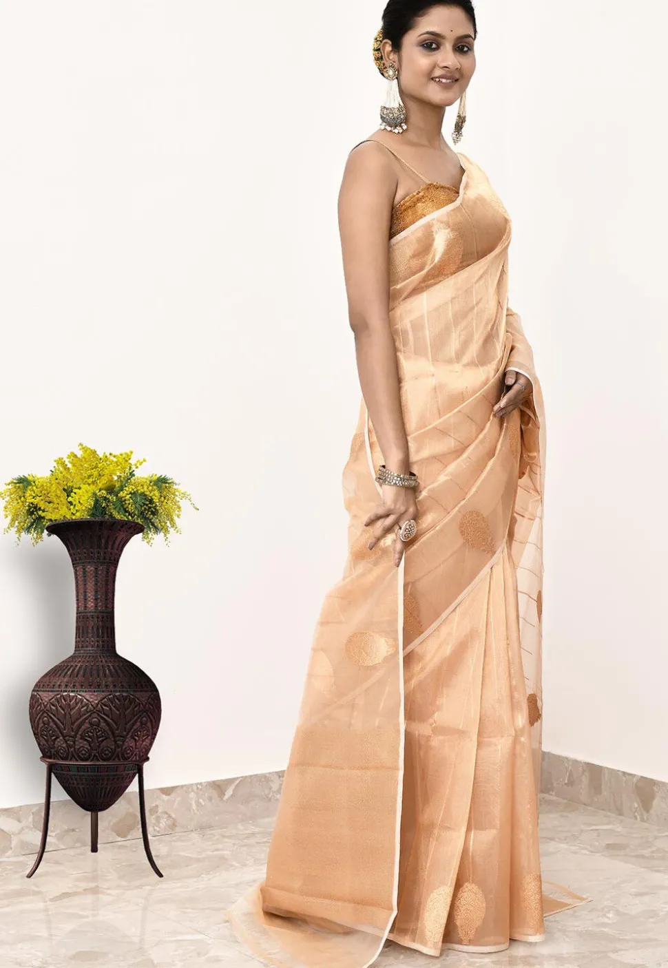 Banarasi Pure Tissue Silk Handloom Saree in Golden