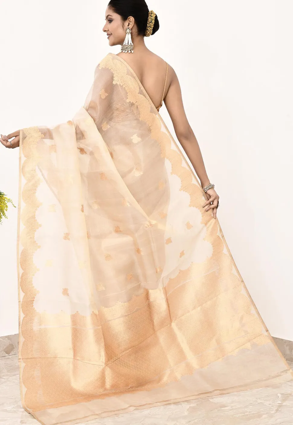 Banarasi Pure Tissue Silk Handloom Saree in Golden