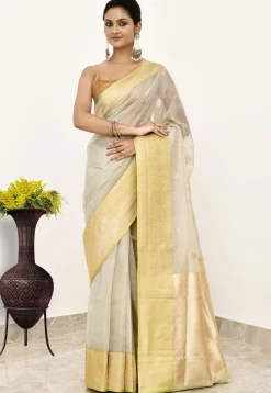 Banarasi Pure Tissue Silk Handloom Saree in Grey