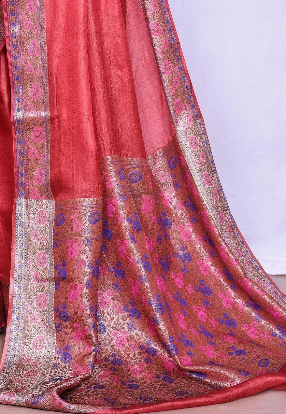 Banarasi Pure Tussar Silk Saree in Red