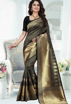 Banarasi Saree in Black and Golden