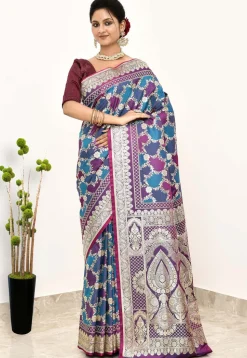 Banarasi Saree in Blue and Purple
