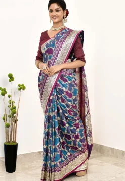 Banarasi Saree in Blue and Purple