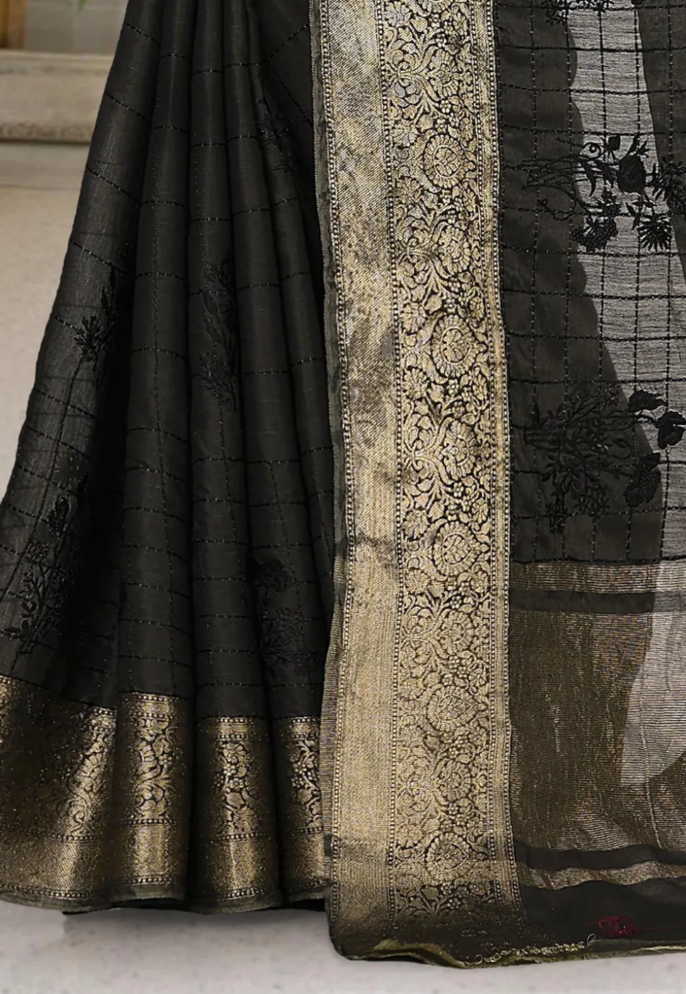 Banarasi Saree in Charcoal