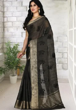 Banarasi Saree in Charcoal
