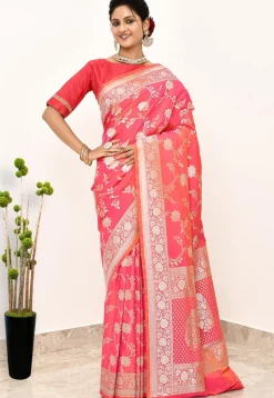 Banarasi Saree in Coral Pink