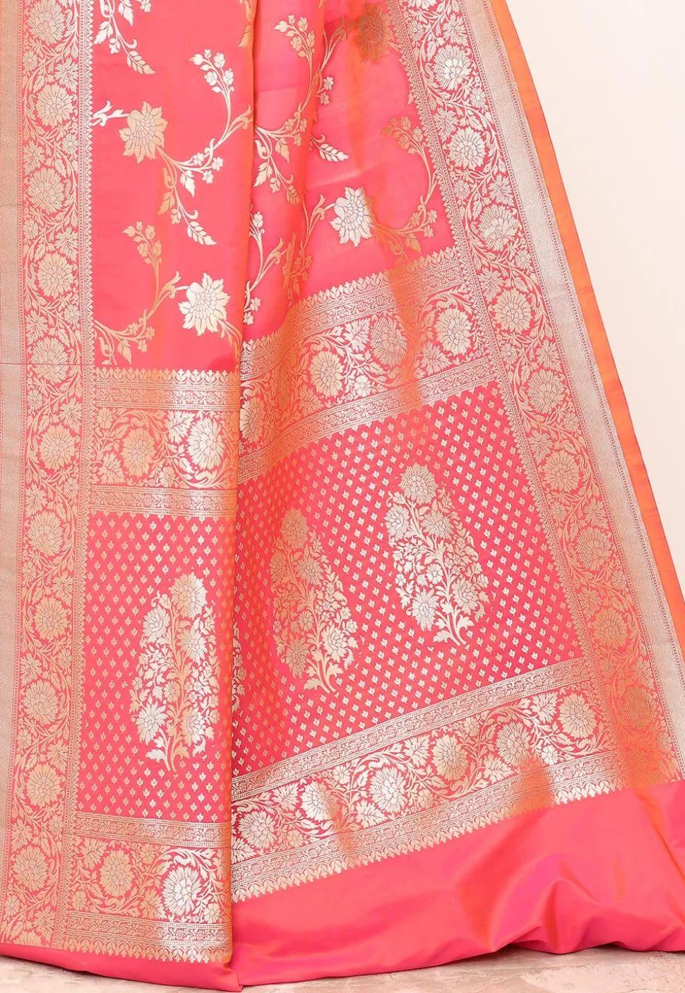 Banarasi Saree in Coral Pink