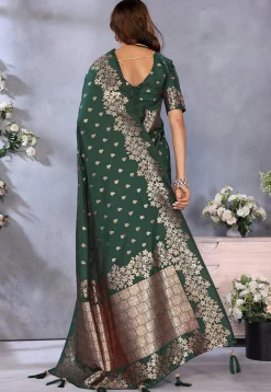 Banarasi Saree in Dark Green