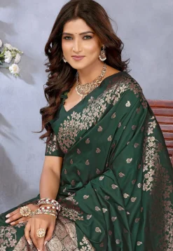 Banarasi Saree in Dark Green