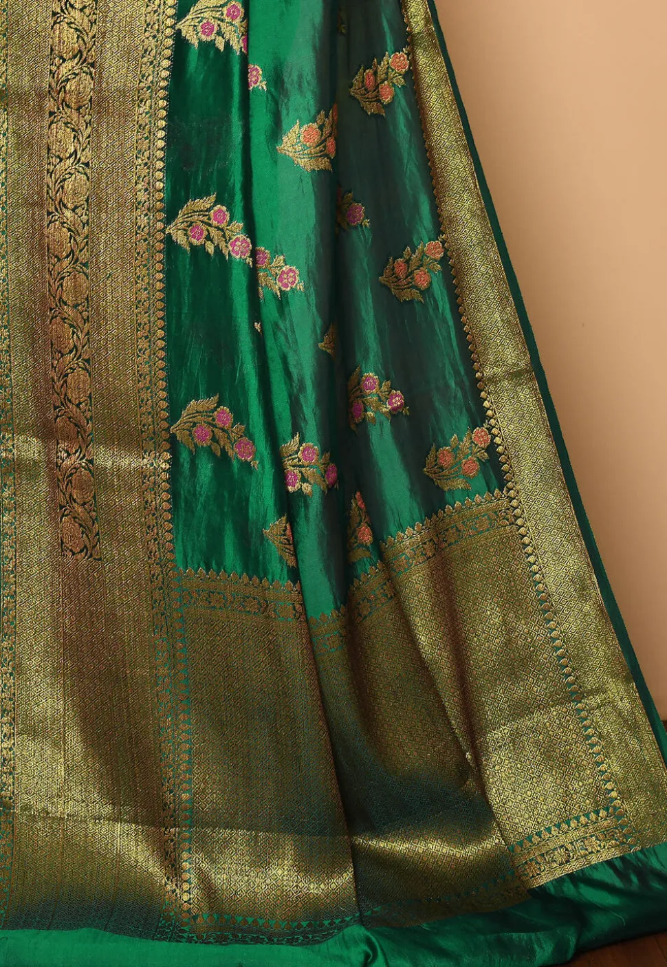Banarasi Saree in Dark Green