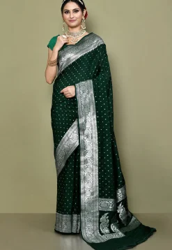 Banarasi Saree in Dark Green