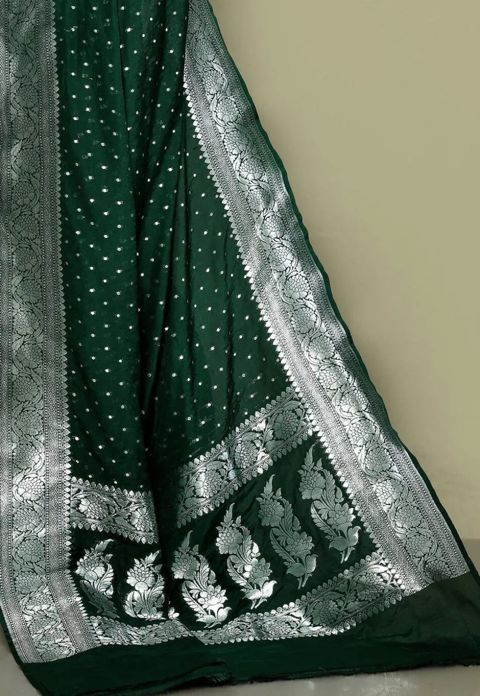 Banarasi Saree in Dark Green