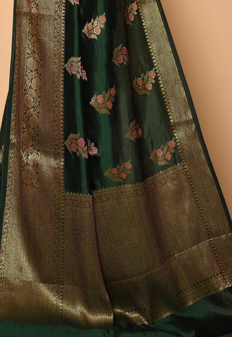 Banarasi Saree in Dark Green