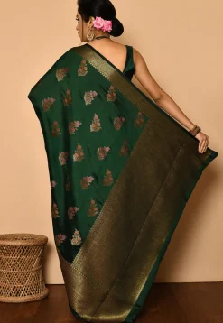 Banarasi Saree in Dark Green