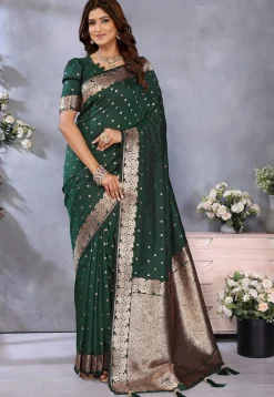 Banarasi Saree in Dark Green