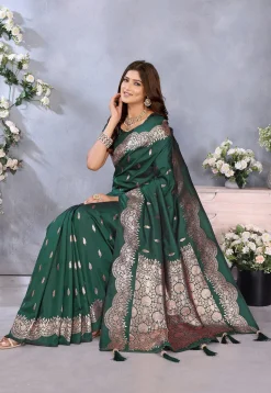 Banarasi Saree in Dark Green