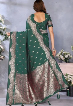Banarasi Saree in Dark Green