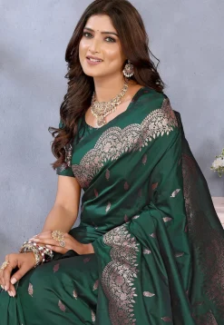Banarasi Saree in Dark Green