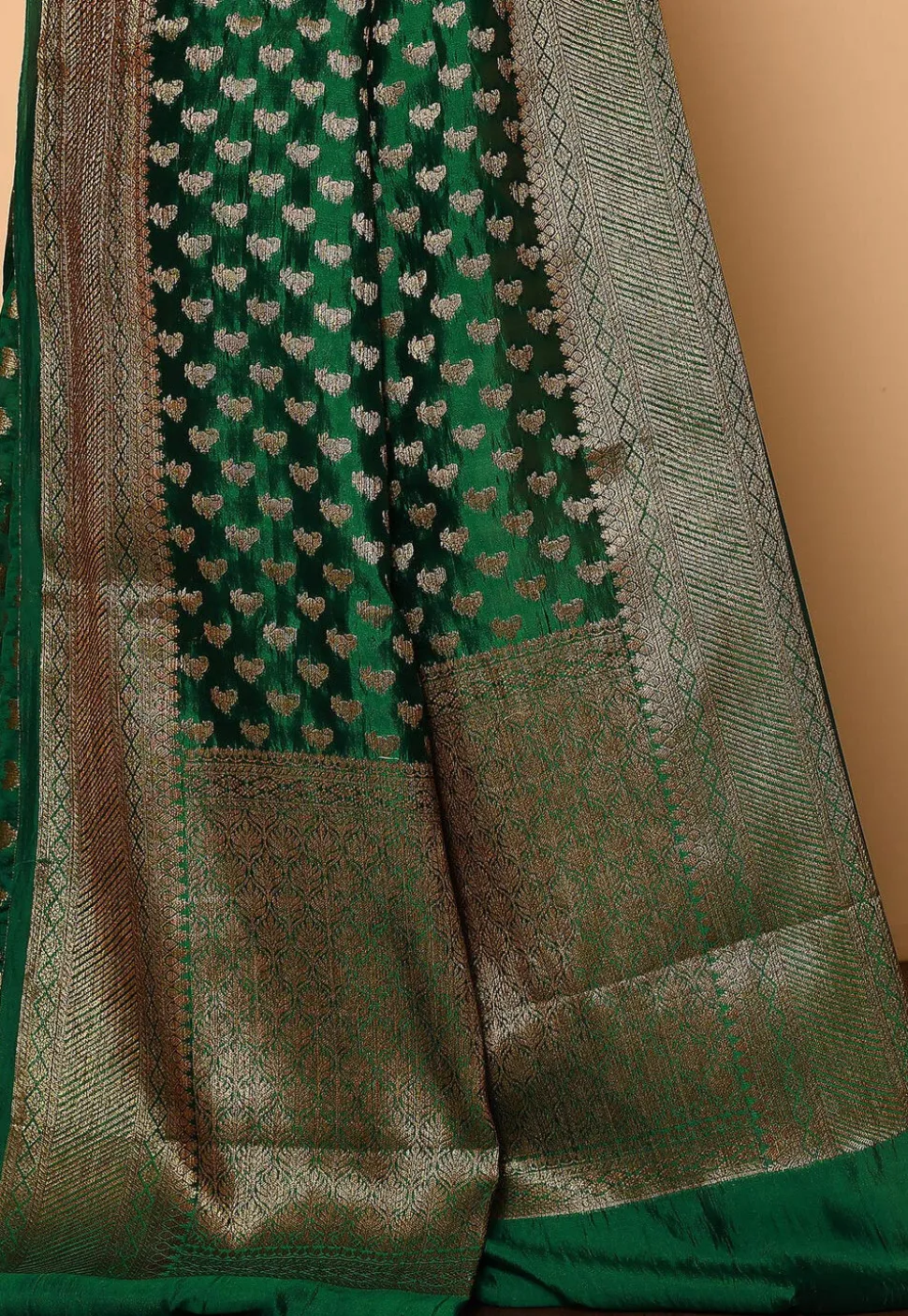 Banarasi Saree in Dark Green