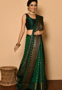 Banarasi Saree in Dark Green