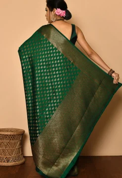 Banarasi Saree in Dark Green