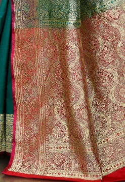 Banarasi Saree in Dark Teal Green
