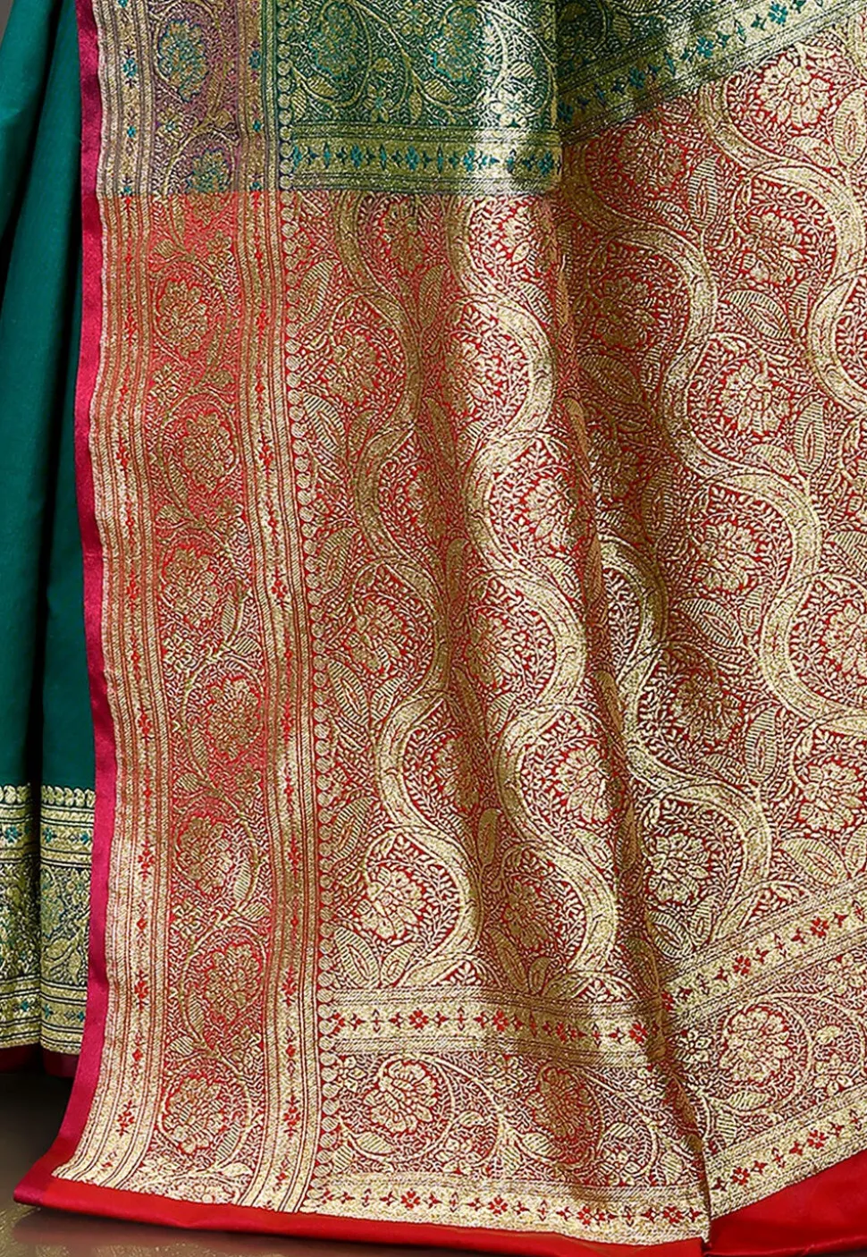 Banarasi Saree in Dark Teal Green