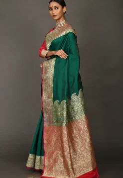 Banarasi Saree in Dark Teal Green