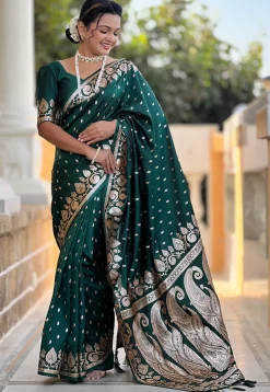 Banarasi Saree in Dark Teal Green