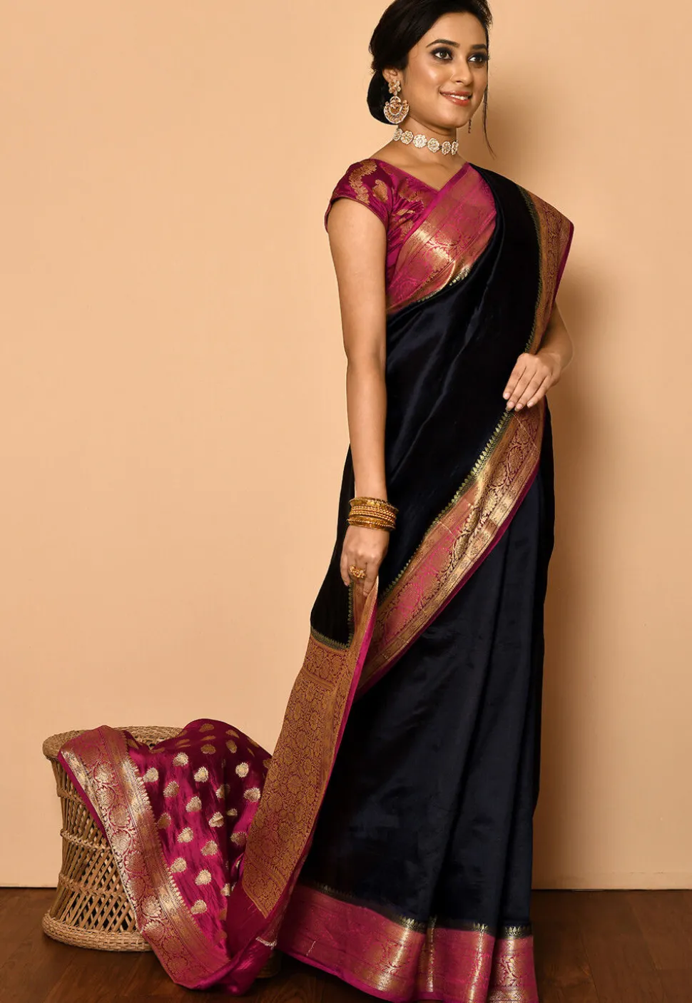 Banarasi Saree in Dark Violet