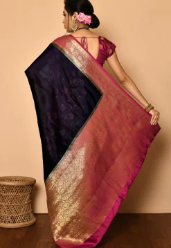 Banarasi Saree in Dark Violet