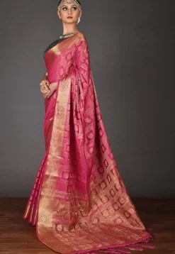 Banarasi Saree in Fuchsia and Golden