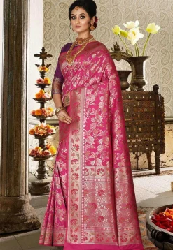 Banarasi Saree in Fuchsia