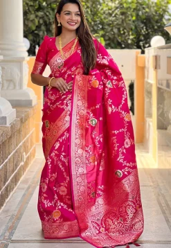 Banarasi Saree in Fuchsia