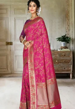 Banarasi Saree in Fuchsia