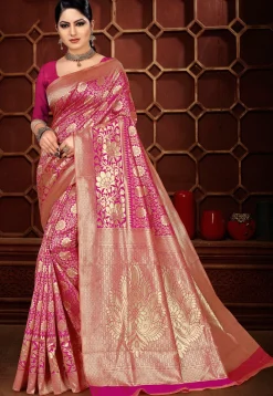 Banarasi Saree in Fuchsia