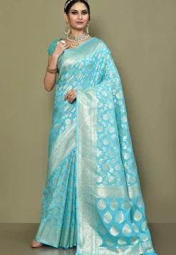 Banarasi Saree in Light Blue