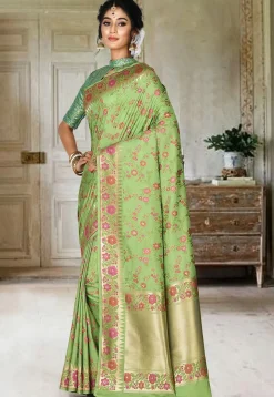 Banarasi Saree in Light Green