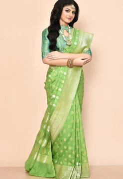 Banarasi Saree in Light Green