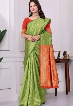 Banarasi Saree in Light Green