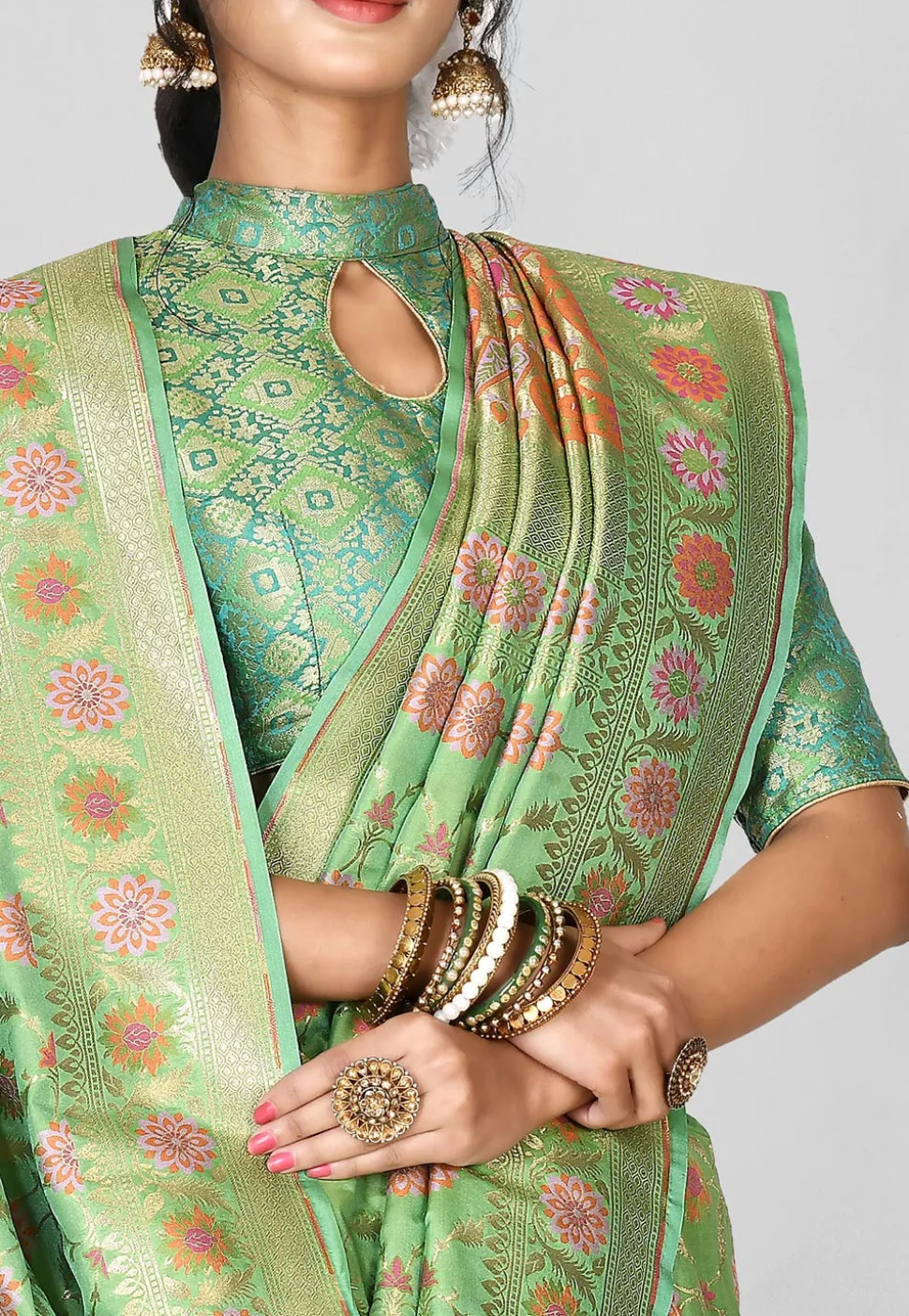 Banarasi Saree in Light Green