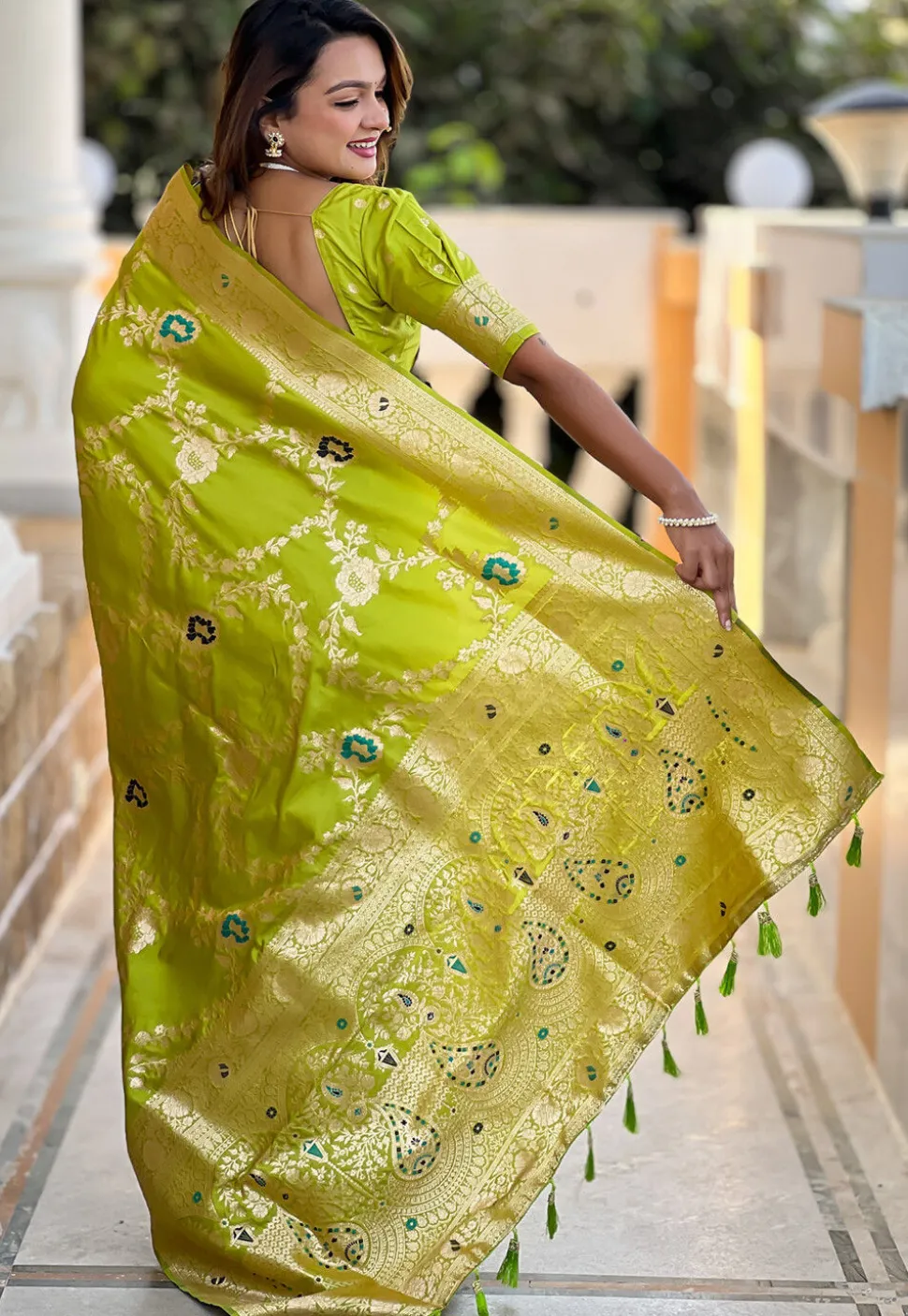Banarasi Saree in Light Green