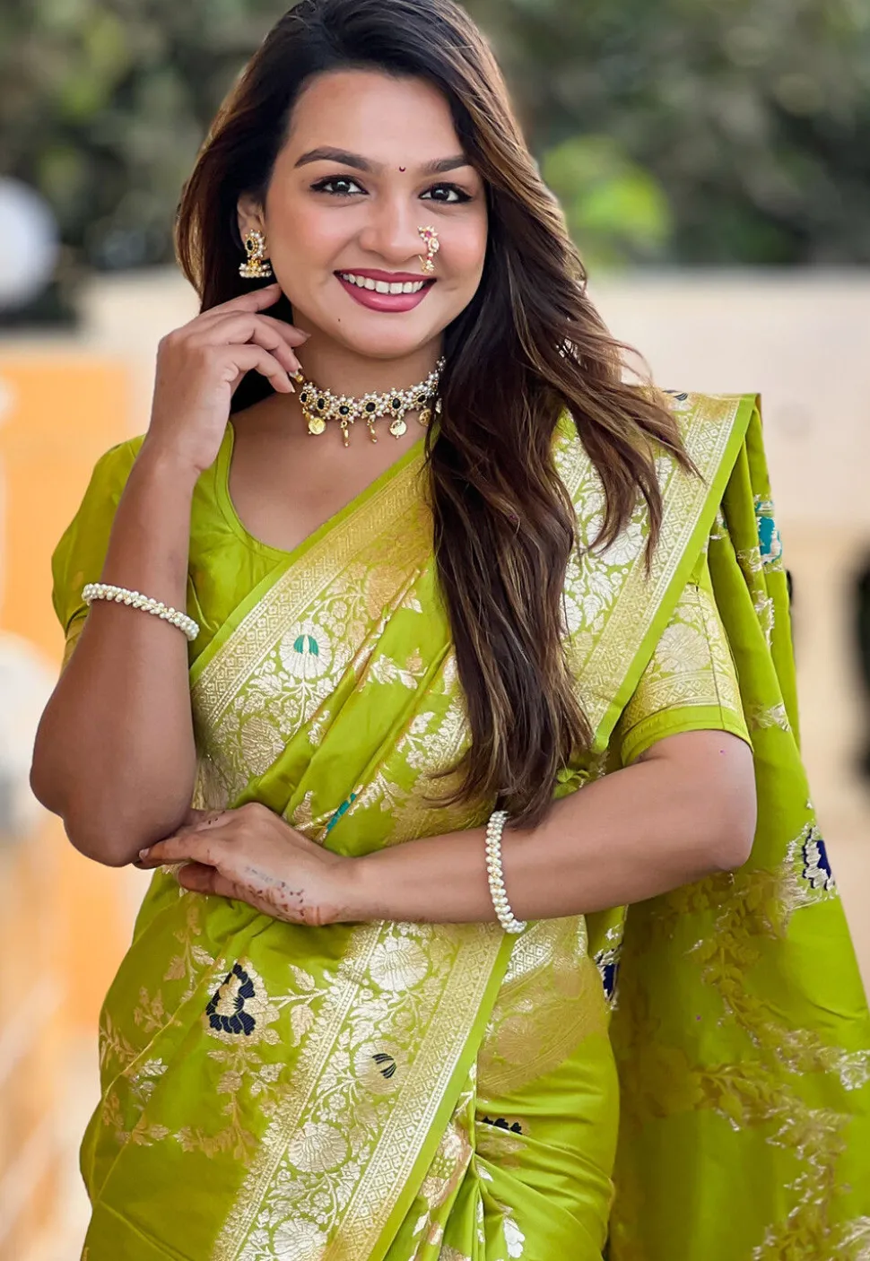 Banarasi Saree in Light Green