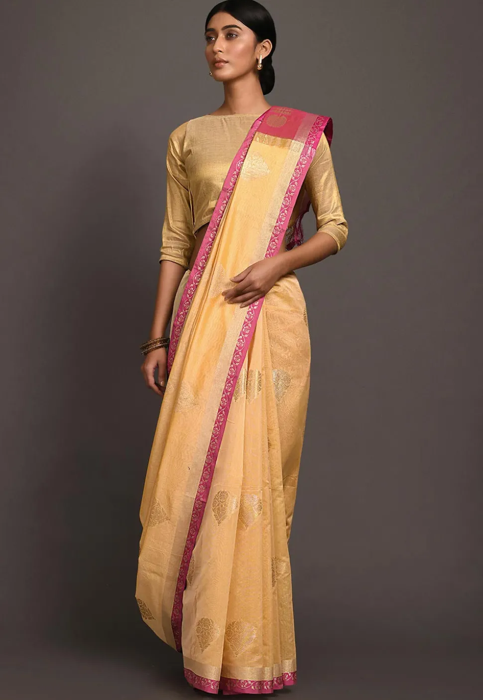 Banarasi Saree in Light Mustard