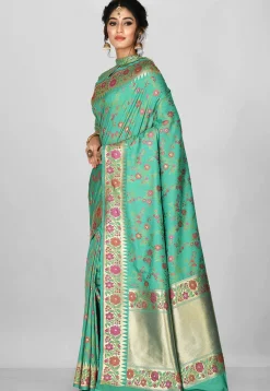 Banarasi Saree in Light Teal Green